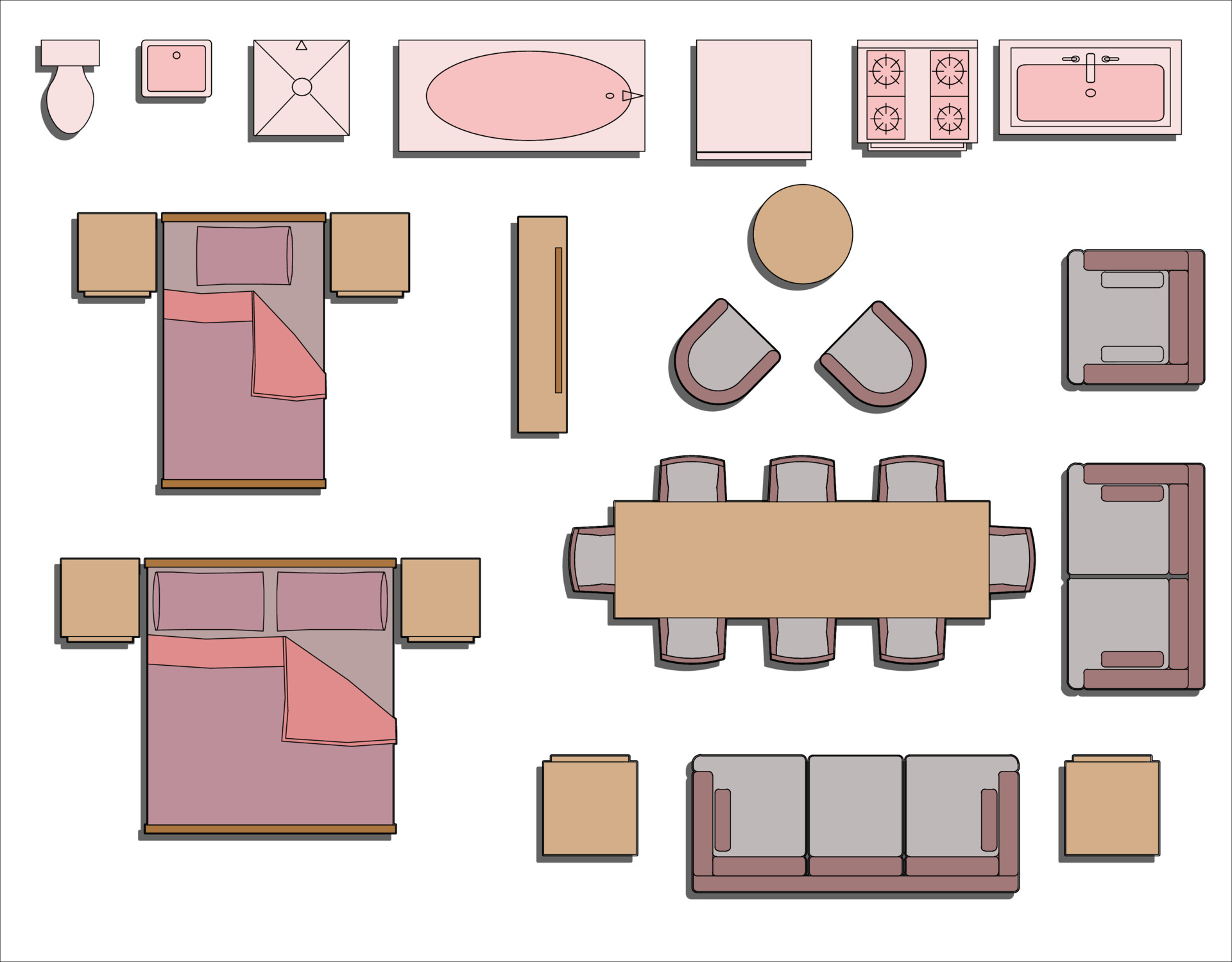 Interior & Floor Plans in 3D Vector Style